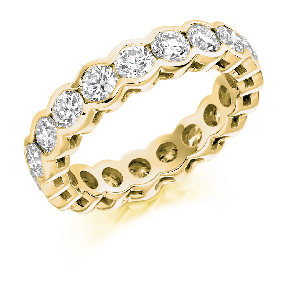 Rubover Diamond Full Eternity Ring, 3.0ct in Yellow Gold