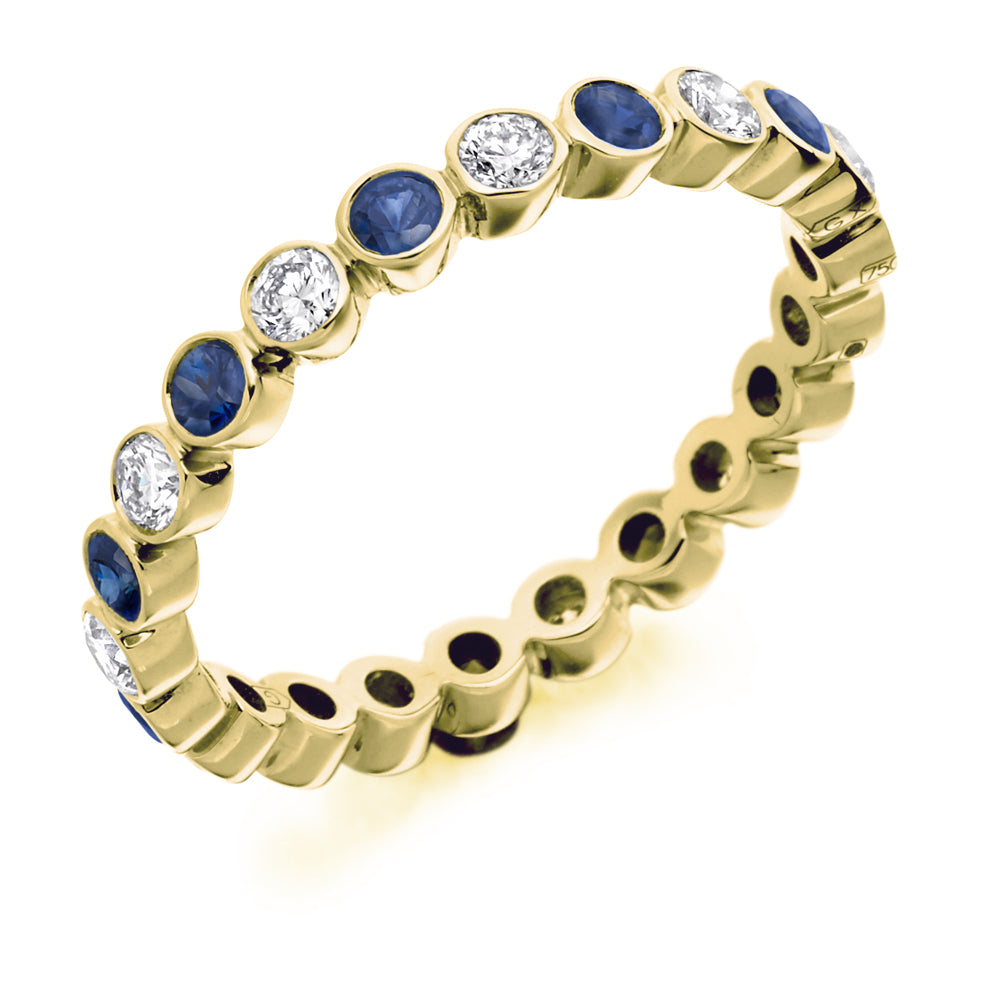 Sapphire & Diamond Full Eternity Ring, 0.52ct in Yellow Gold