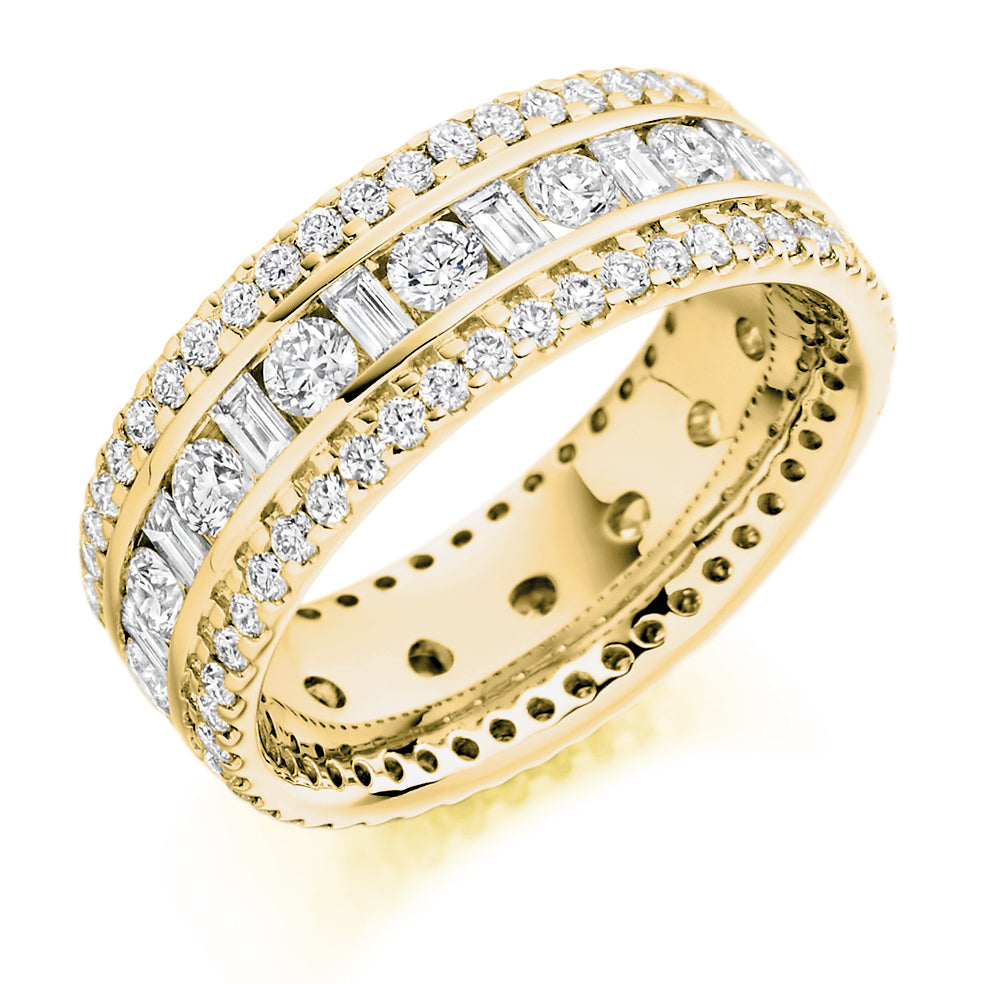 Channel & Micro-Claw Full Eternity Ring, 2.5ct total in Yellow Gold