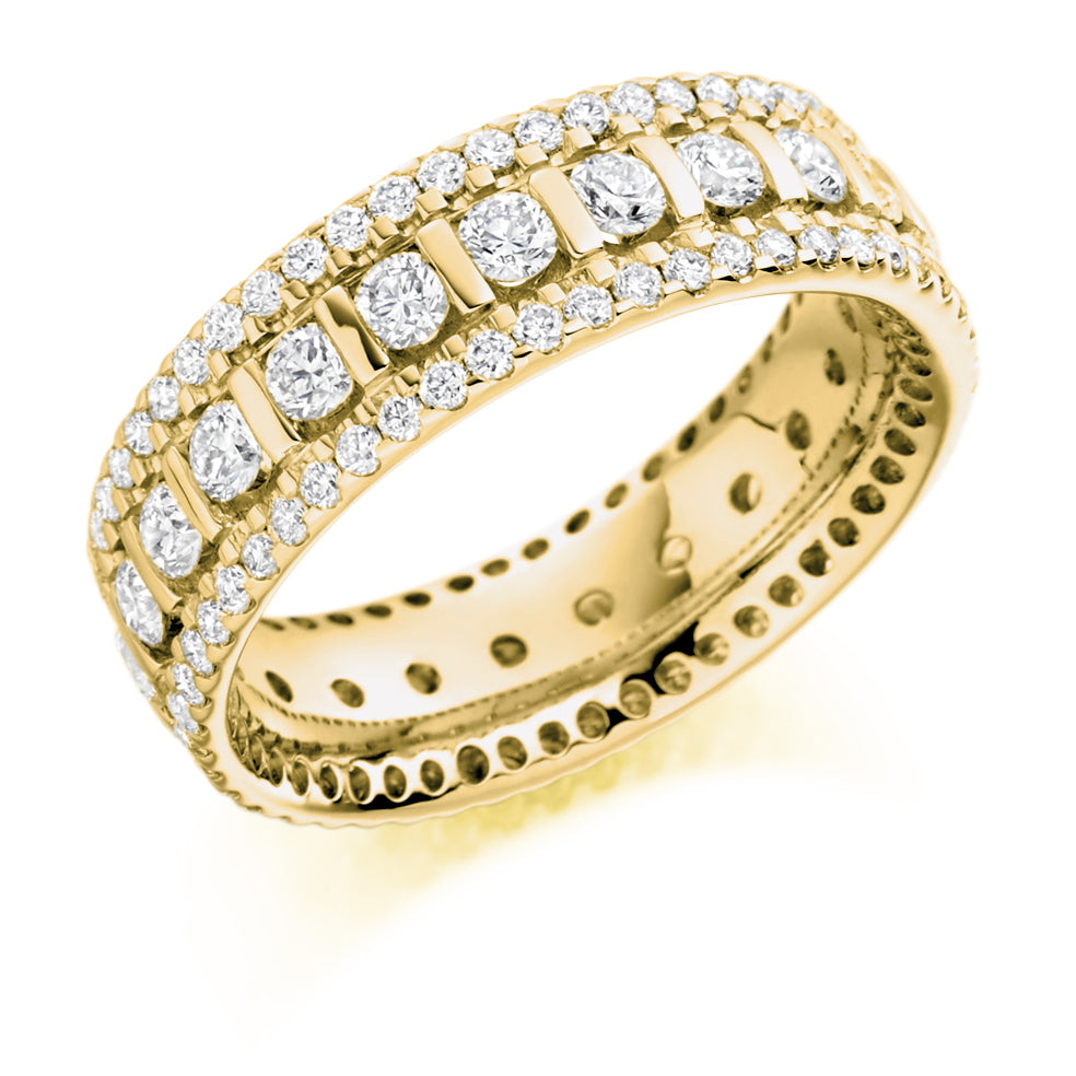 Bar-Set Full Eternity Ring, 1.85ct total in Yellow Gold