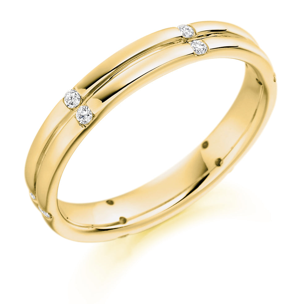 Flush-Set Diamond Full Eternity Ring, 0.13ct in Yellow Gold