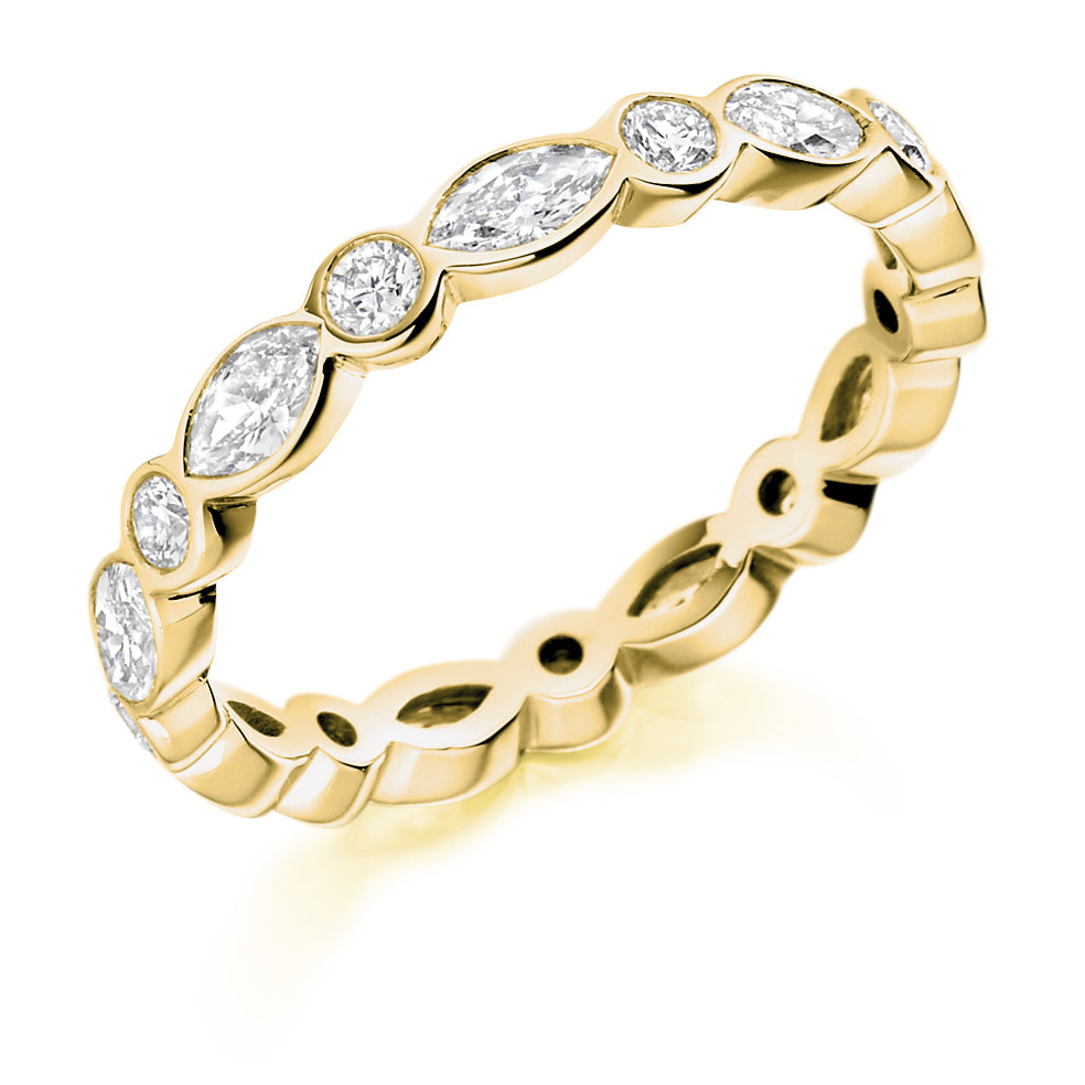 Rubover Diamond Full Eternity Ring, 1.2ct in Yellow Gold