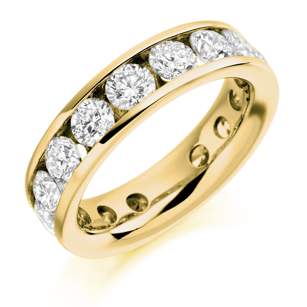 Channel-Set Diamond Full Eternity Ring with Right-Hand, 4.0ct in Yellow Gold