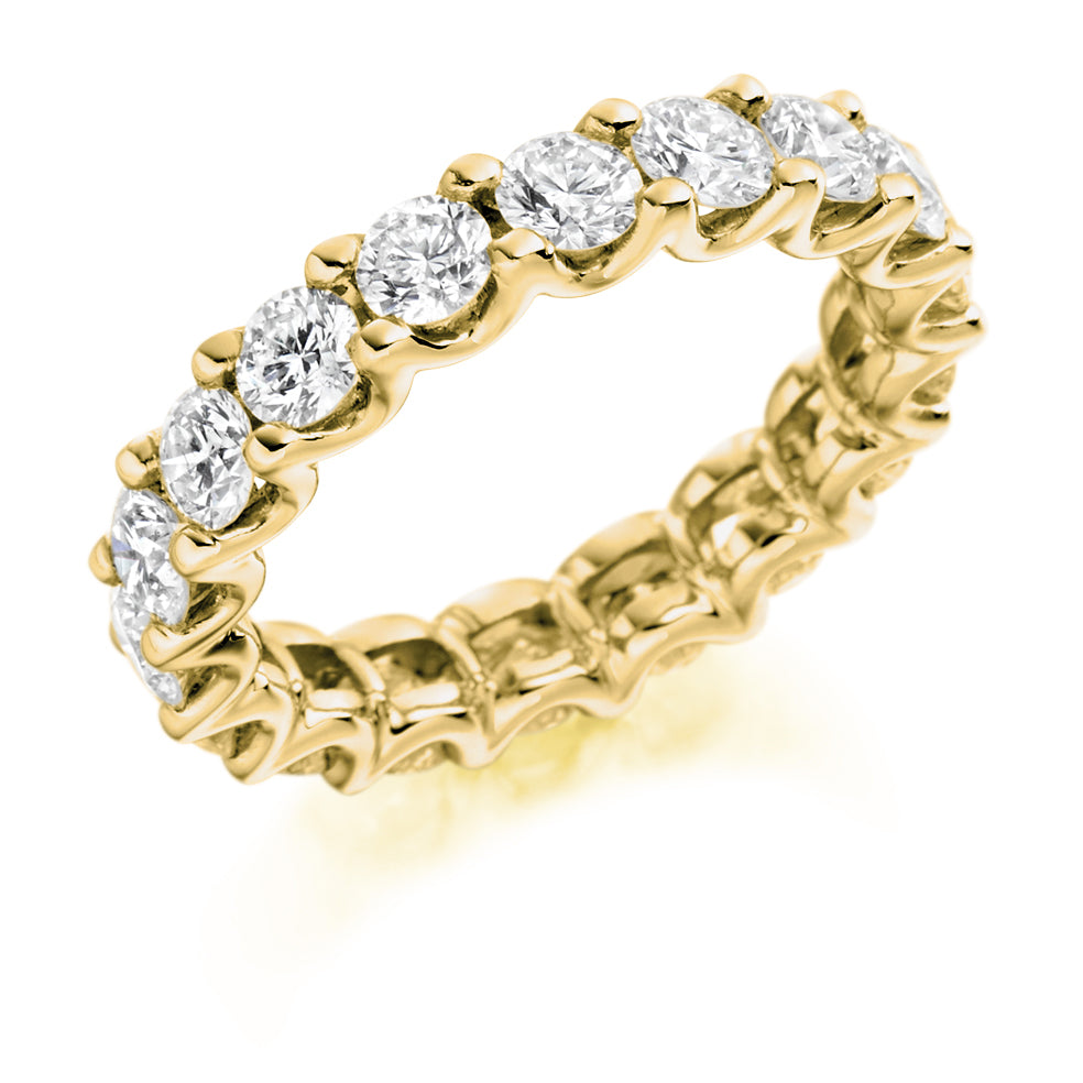 Claw-Set Diamond Full Eternity Ring C, 3.0ct in Yellow Gold