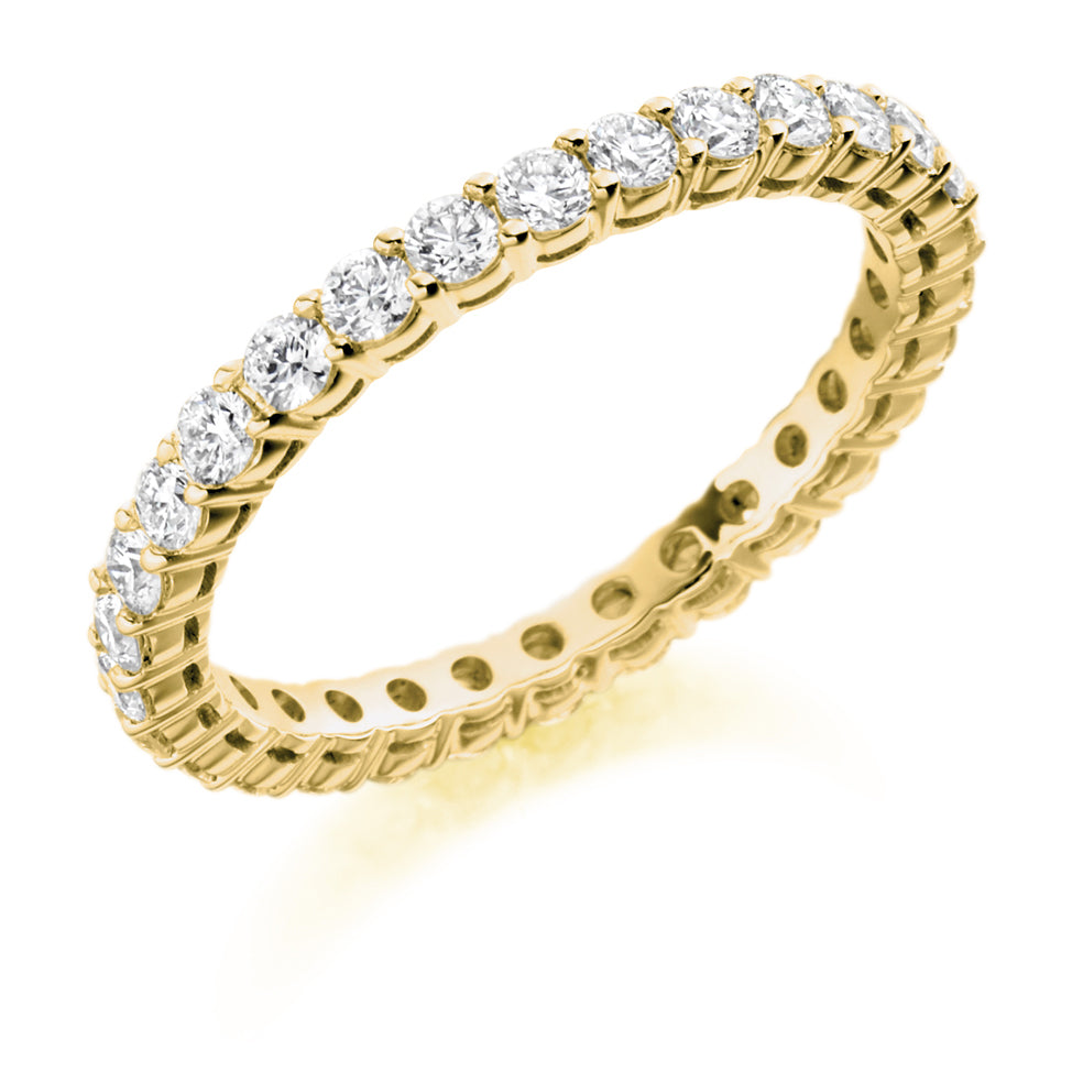 Claw-Set Diamond Full Eternity Ring D, 1.0ct in Yellow Gold