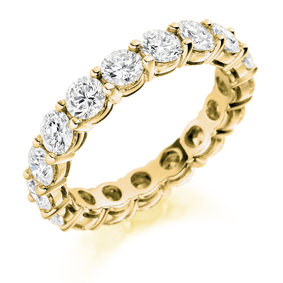 Claw-Set Diamond Full Eternity Ring E, 3.0ct in Yellow Gold