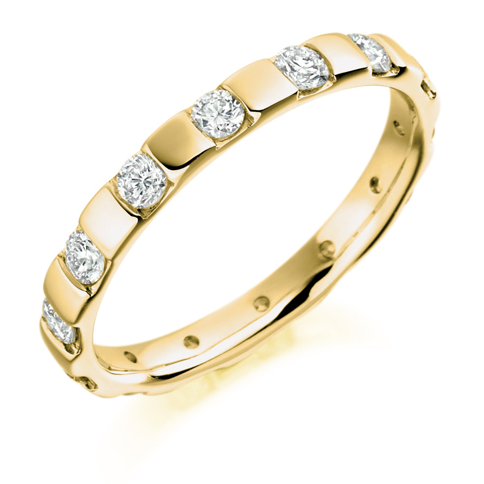 Bar-Set Full Eternity Ring, 0.7ct total in Yellow Gold