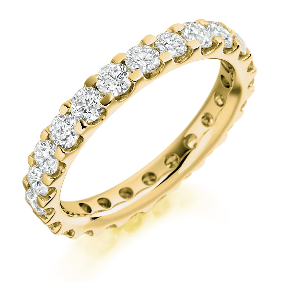 Micro-Claw Diamond Full Eternity Ring with Right-Hand, 2.0ct in Yellow Gold