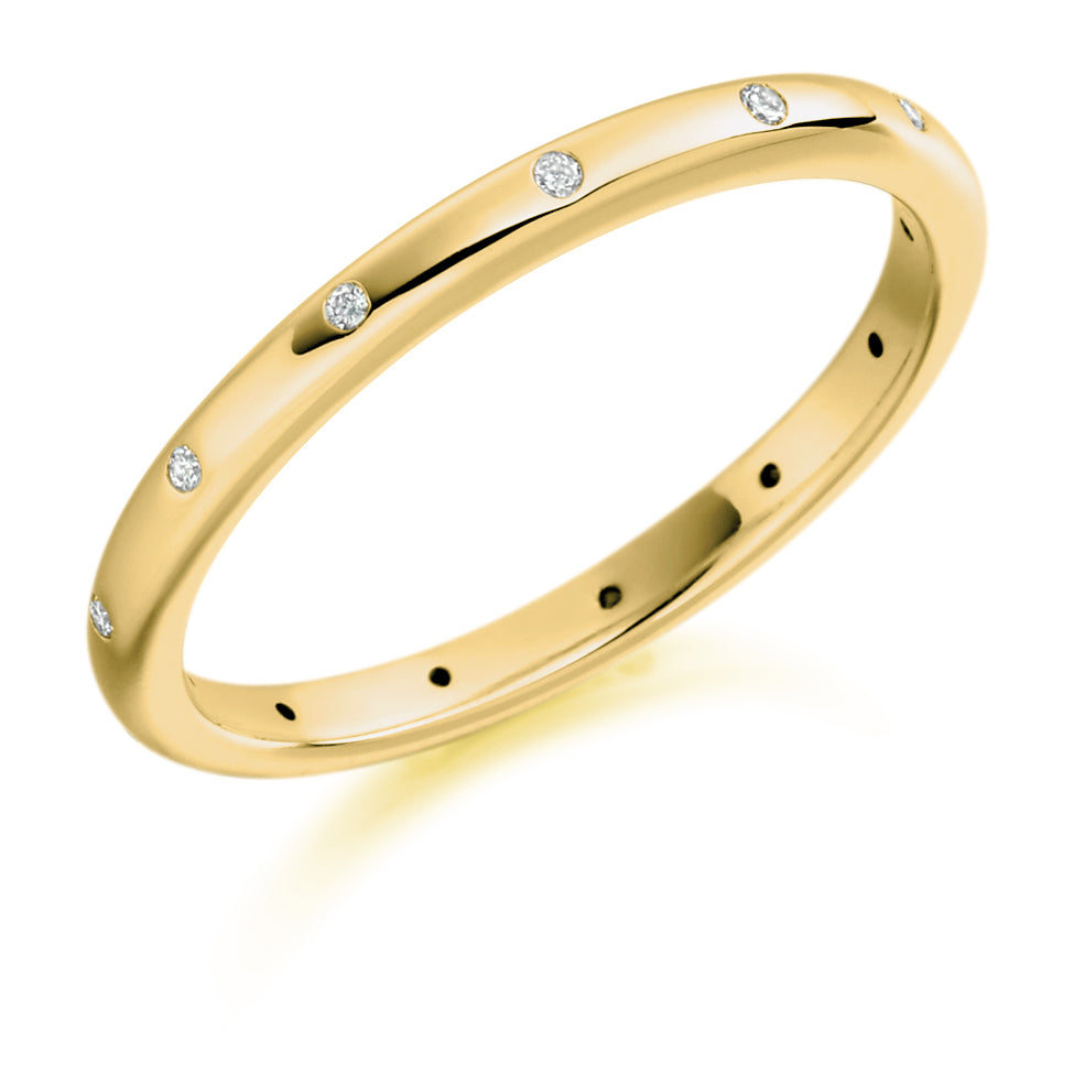 Flush-Set Diamond Full Eternity Ring, 0.06ct in Yellow Gold