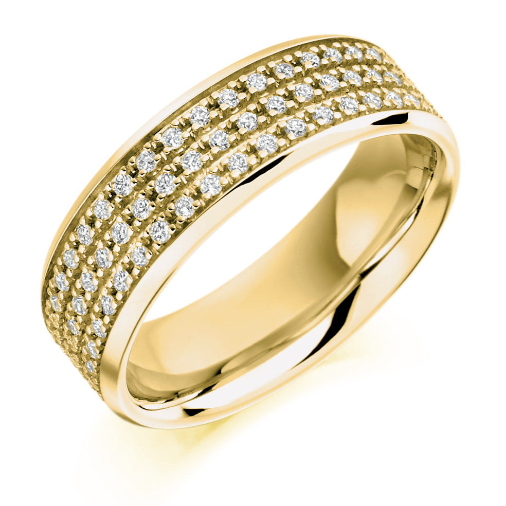 Grain-Set Diamond Full Eternity Ring, 0.6ct in Yellow Gold