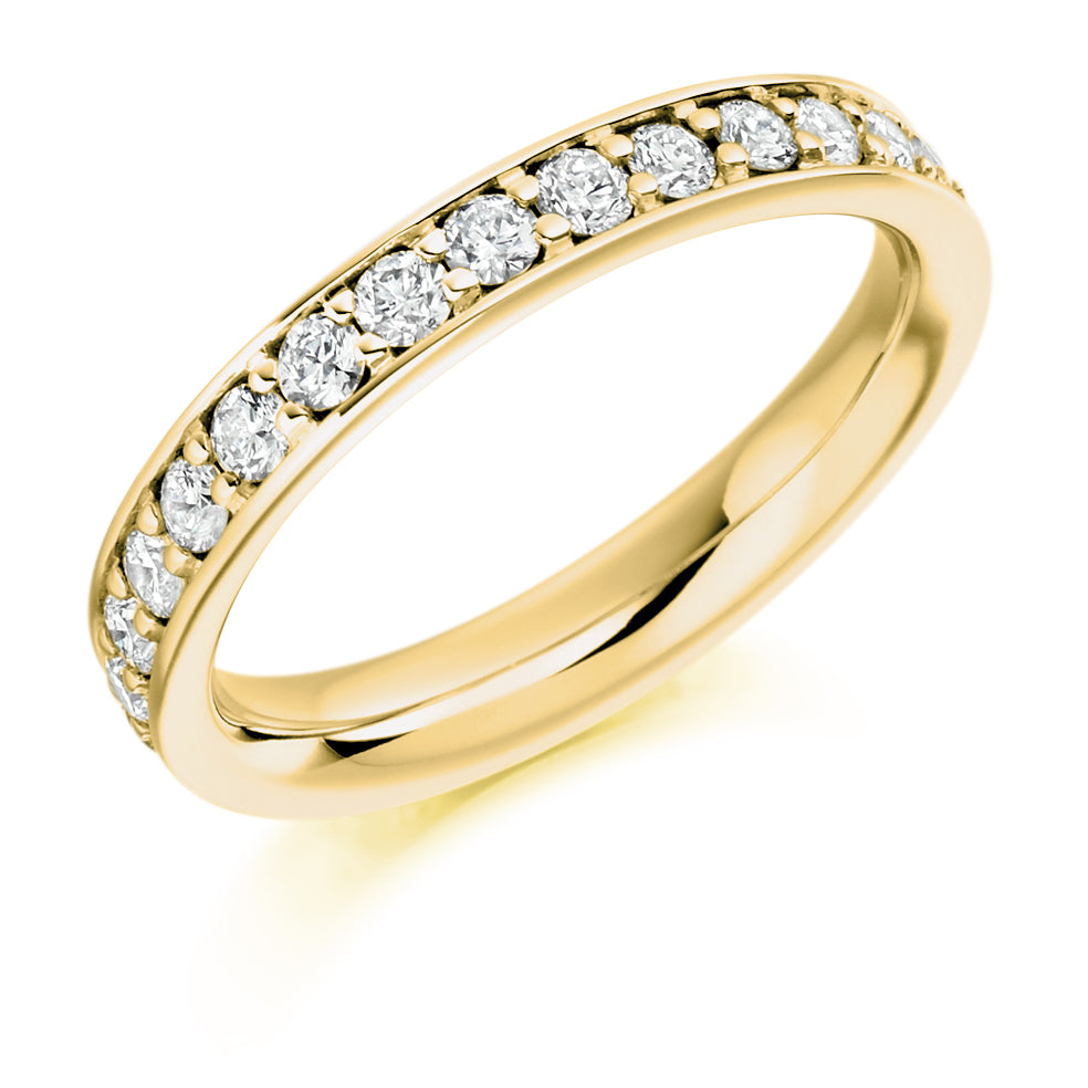 Grain-Set Diamond Full Eternity Ring with Right-Hand B, 1.0ct in Yellow Gold