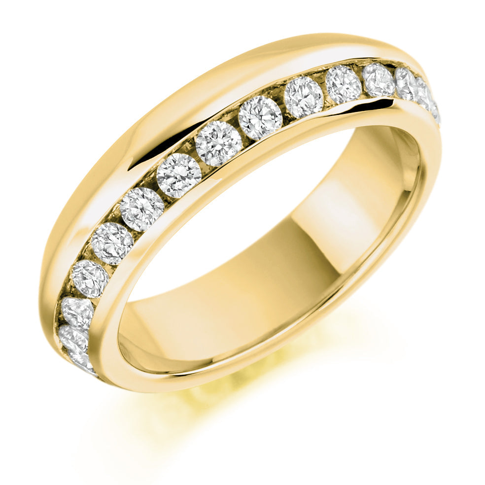 Offset Channel-Set Diamond Full Eternity Ring with Right-Hand, 1.0ct in Yellow Gold