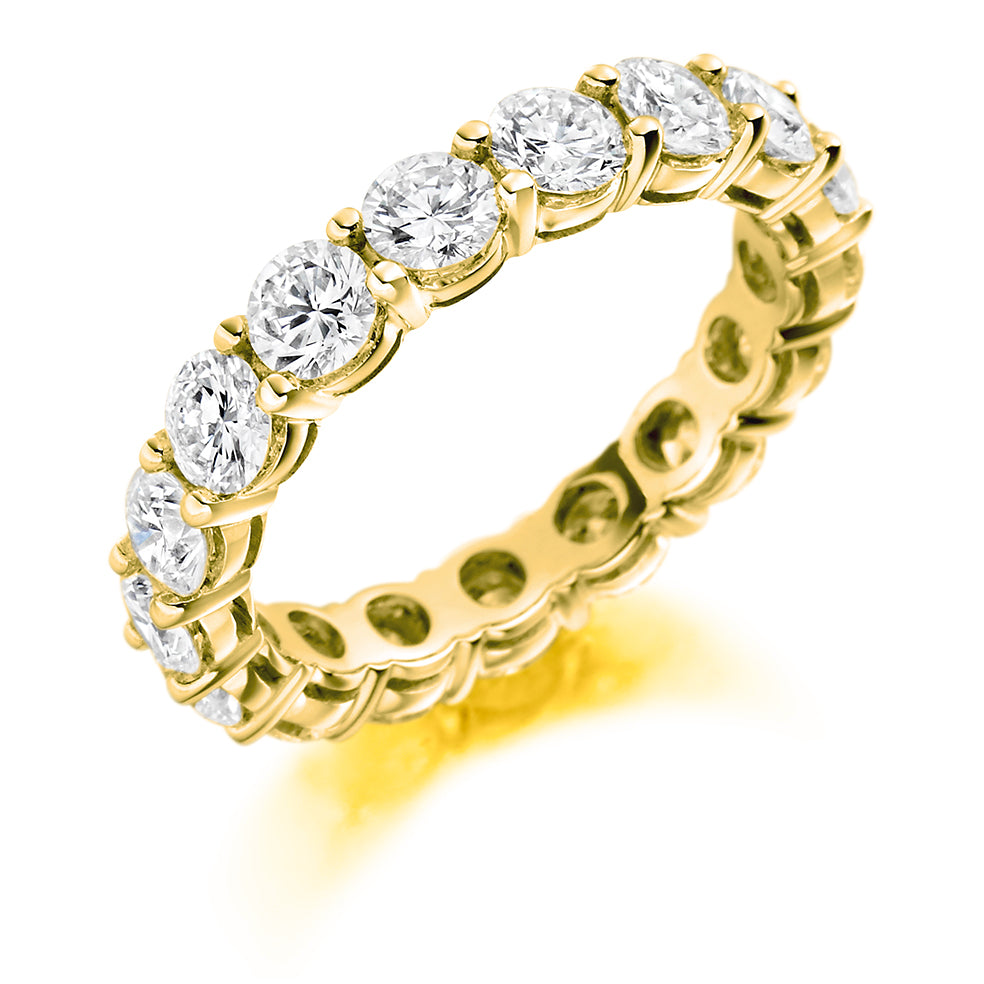 Claw-Set Diamond Full Eternity Ring, 2.5ct in Yellow Gold
