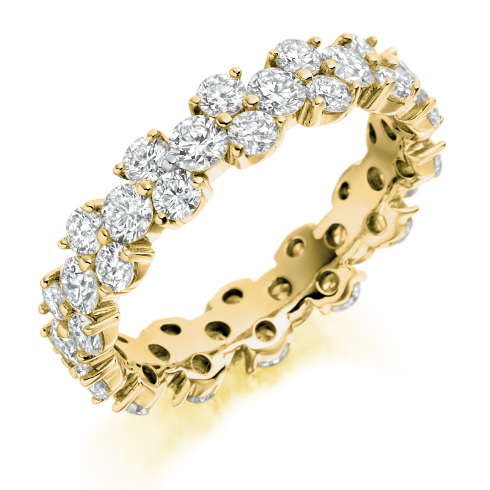 Claw-Set Full Eternity Ring, 2.5ct total in Yellow Gold