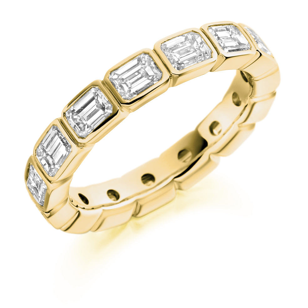 Rubover Diamond Full Eternity Ring with Right-Hand, 3.0ct in Yellow Gold