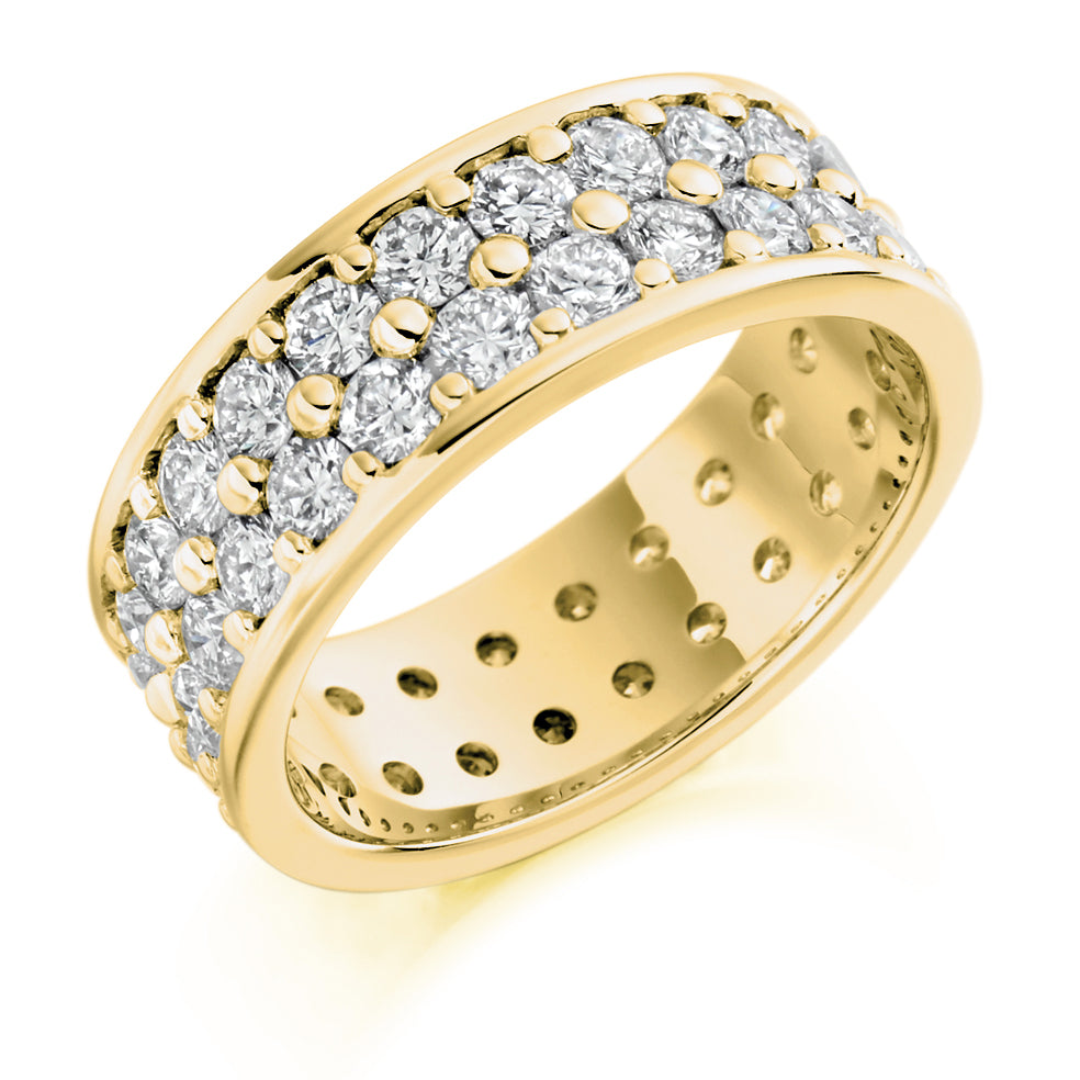 Claw-Set Diamond Full Eternity Ring, 3.15ct in Yellow Gold