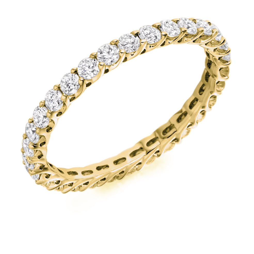 Claw-Set Diamond Full Eternity Ring F, 1.0ct in Yellow Gold