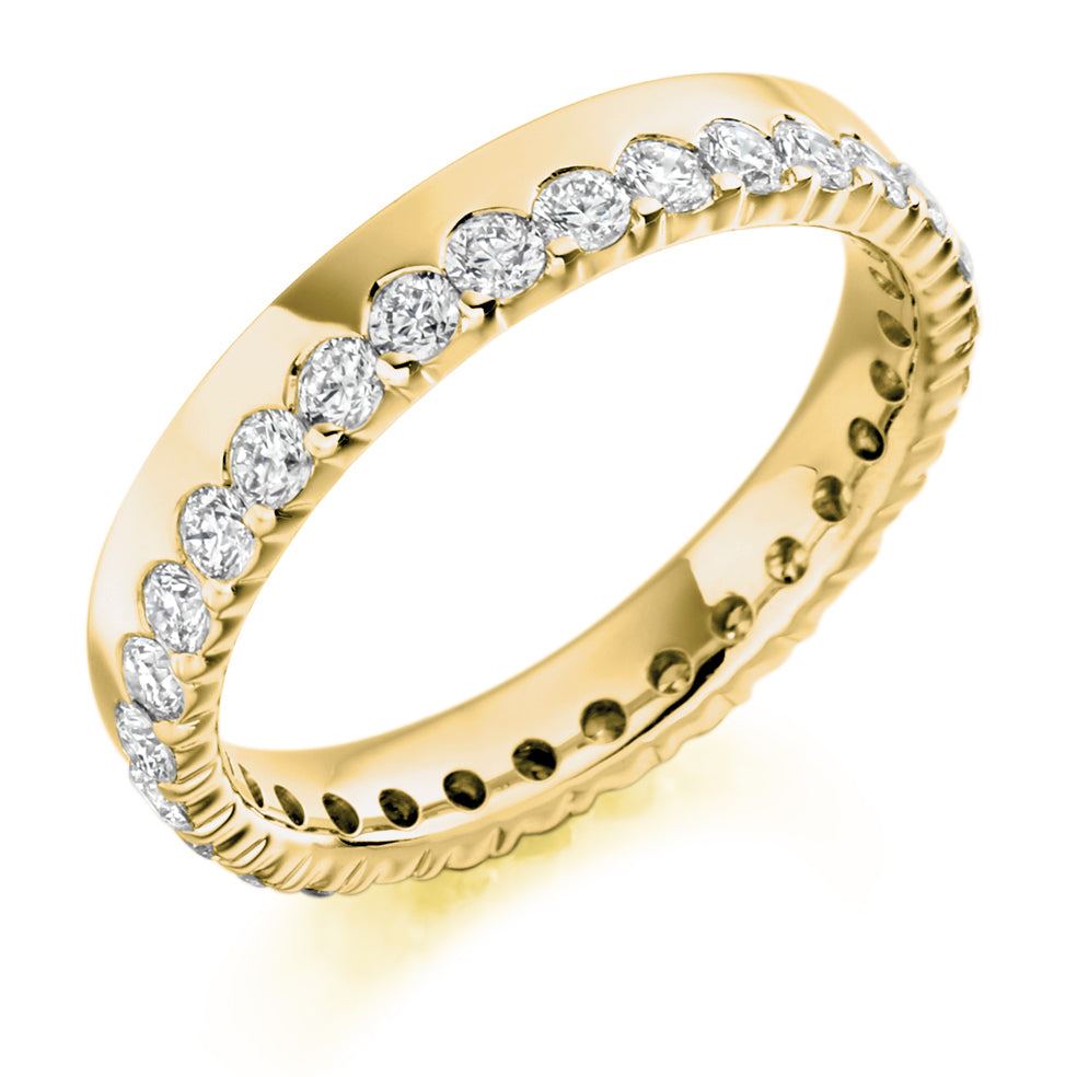 Offset Claw-Set Diamond Full Eternity Ring B, 1.0ct in Yellow Gold