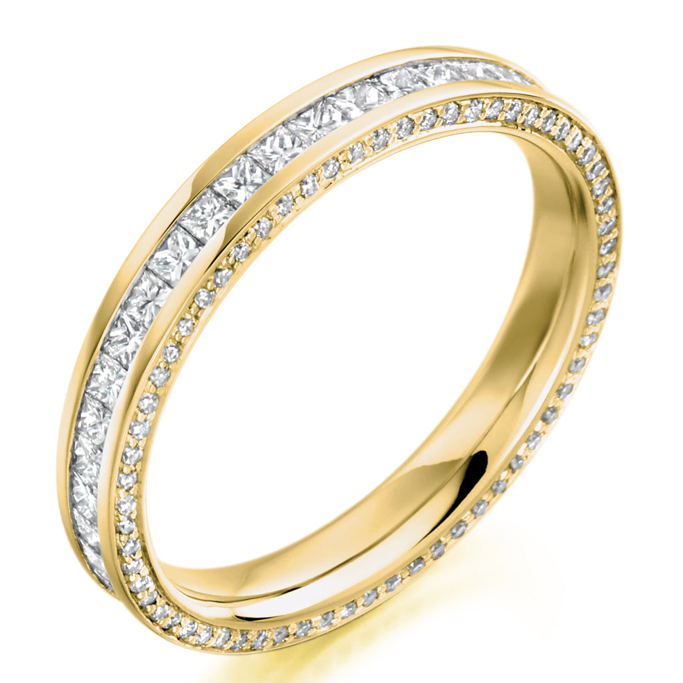 Channel & Grain-Set Diamond Full Eternity Ring, 1.25ct in Yellow Gold
