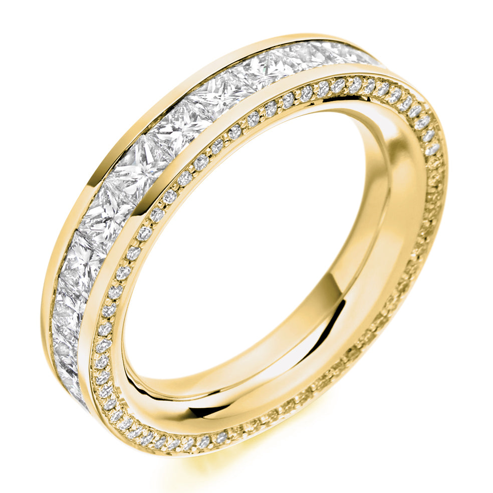 Channel & Grain-Set Diamond Full Eternity Ring, 3.6ct in Yellow Gold