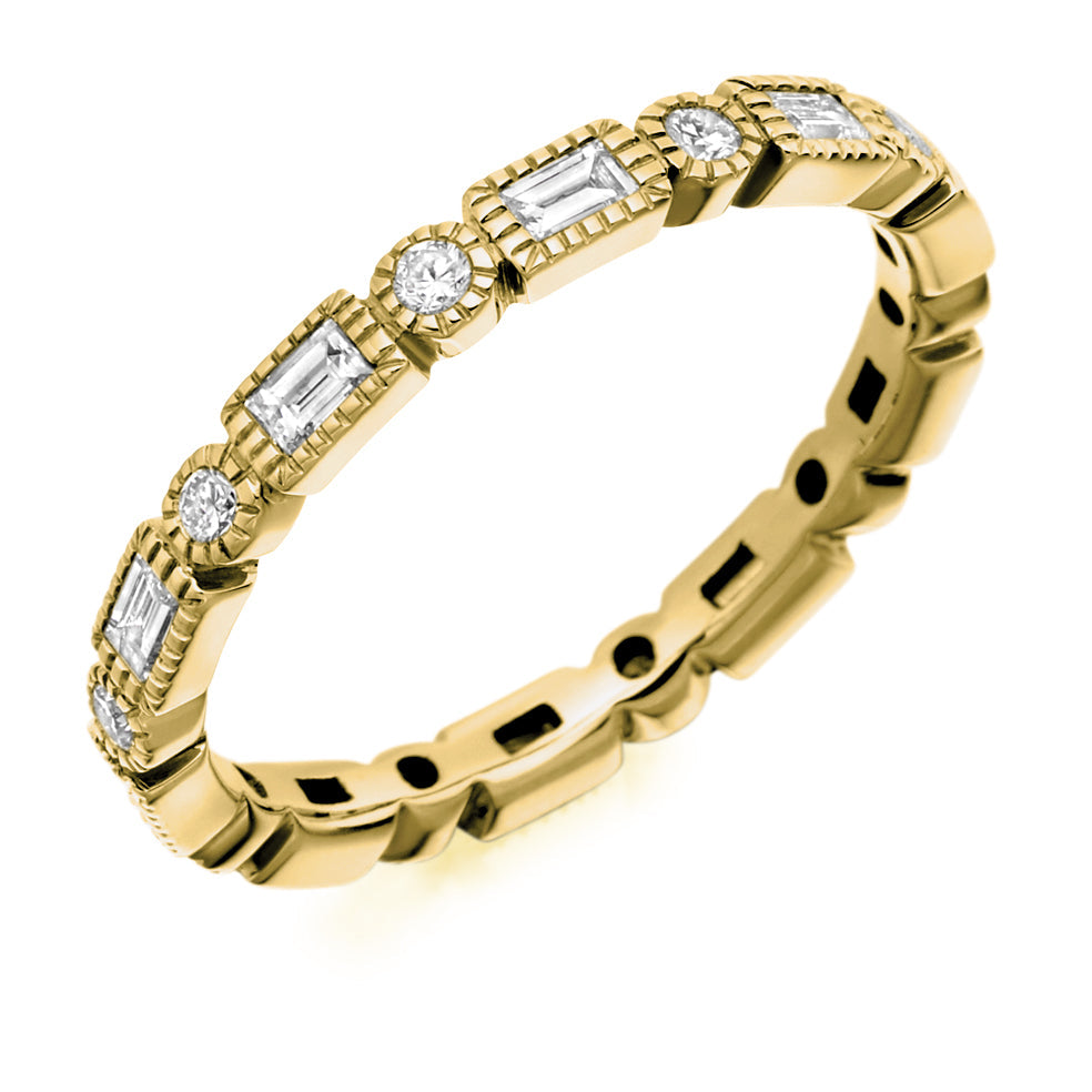Rubover Diamond Full Eternity Ring with Right-Hand B, 0.6ct in Yellow Gold