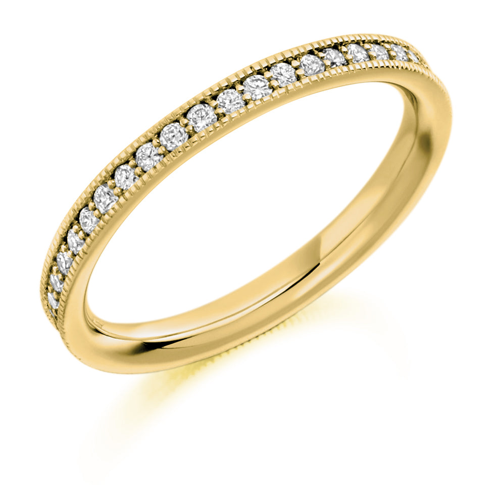Milgrain Grain-Set Diamond Full Eternity Ring, 0.5ct in Yellow Gold