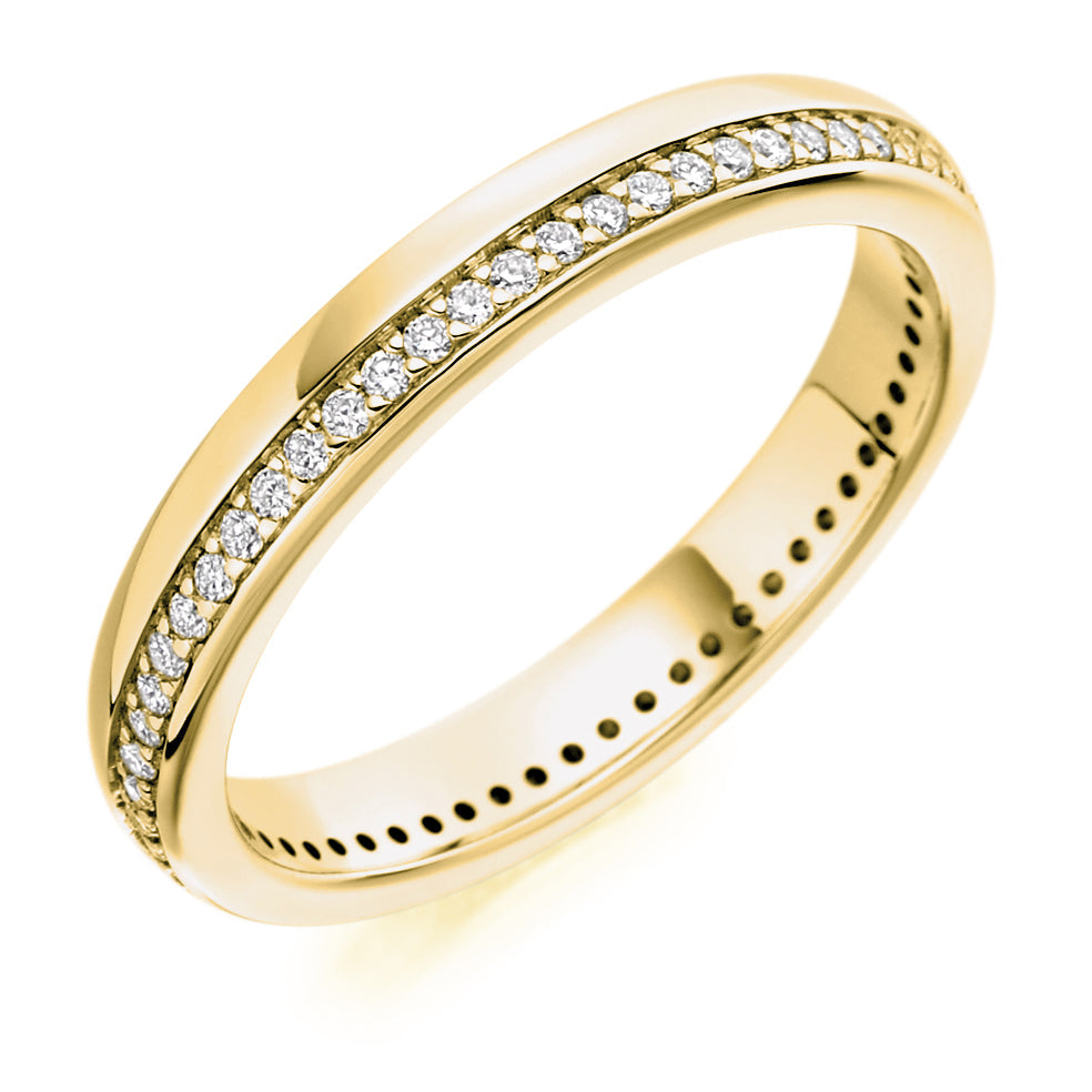 Offset Grain-Set Diamond Full Eternity Ring, 0.3ct in Yellow Gold