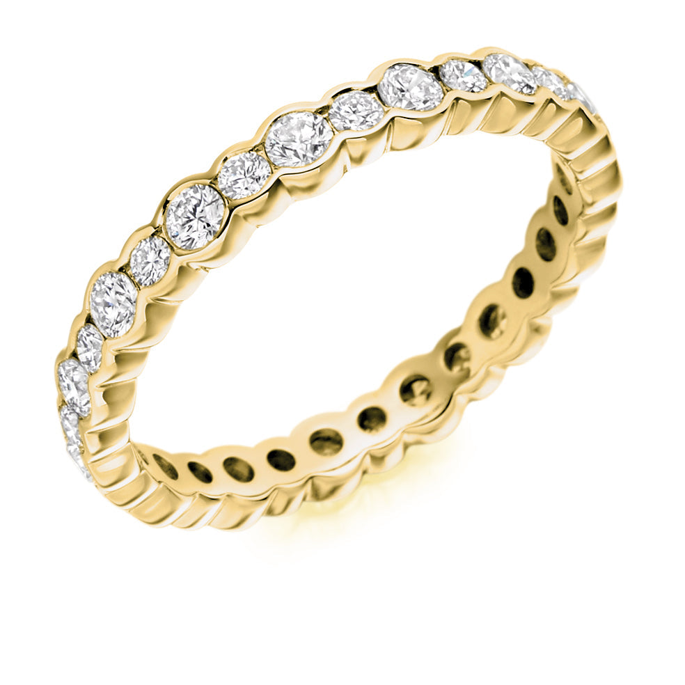 Rubover Diamond Full Eternity Ring, 1.15ct in Yellow Gold