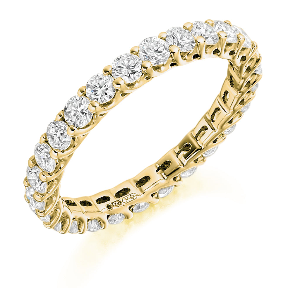 Claw-Set Diamond Full Eternity Ring F, 1.5ct in Yellow Gold