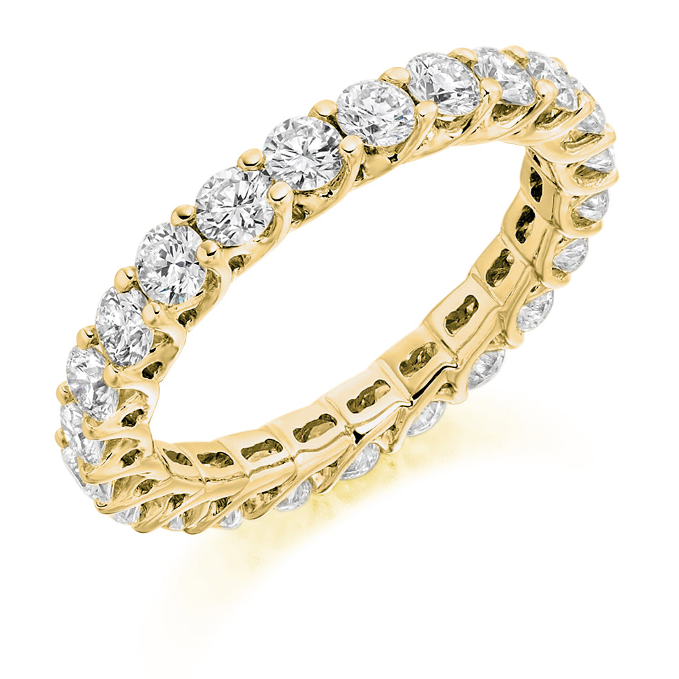 Claw-Set Diamond Full Eternity Ring E, 2.0ct in Yellow Gold