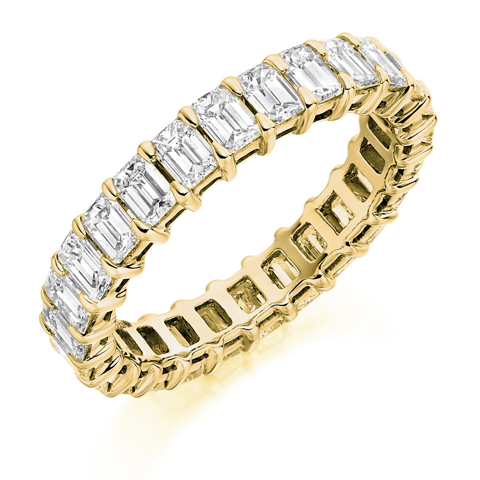 Claw-Set Diamond Full Eternity Ring with Right-Hand, 3.0ct in Yellow Gold