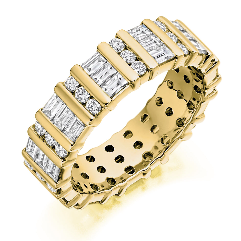 Bar-Set Full Eternity Ring, 2.5ct total in Yellow Gold