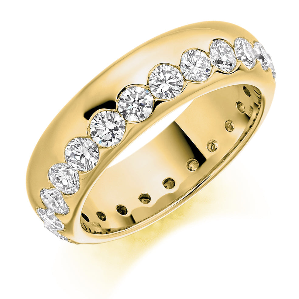 Offset Flush-Set Diamond Full Eternity Ring, 2.0ct in Yellow Gold