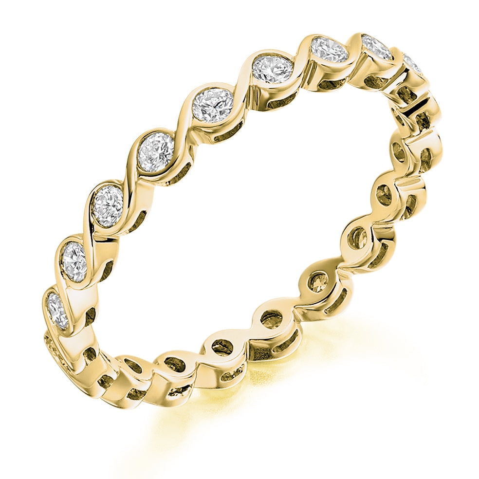 Rubover Diamond Full Eternity Ring, 0.5ct in Yellow Gold