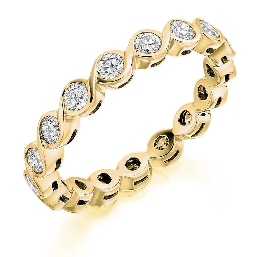 Rubover Diamond Full Eternity Ring with Right-Hand B, 1.0ct in Yellow Gold