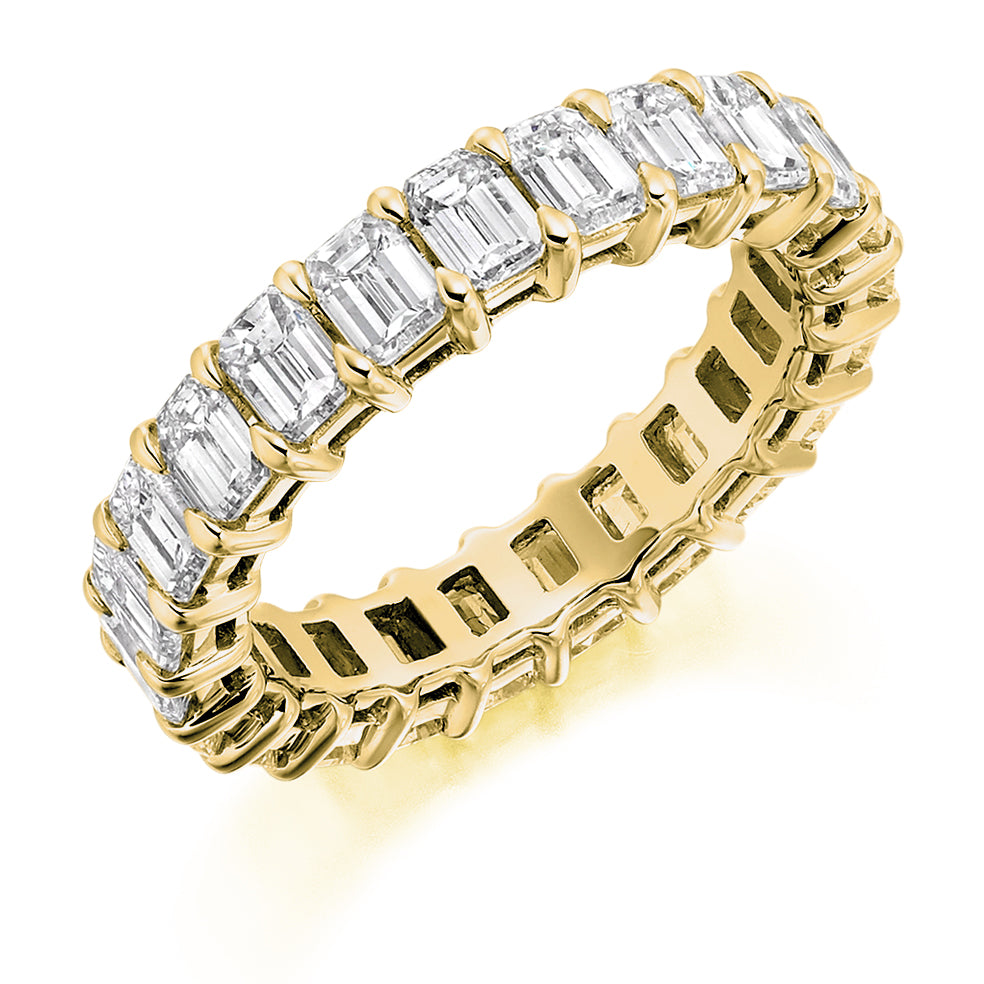 Claw-Set Diamond Full Eternity Ring, 4.3ct in Yellow Gold