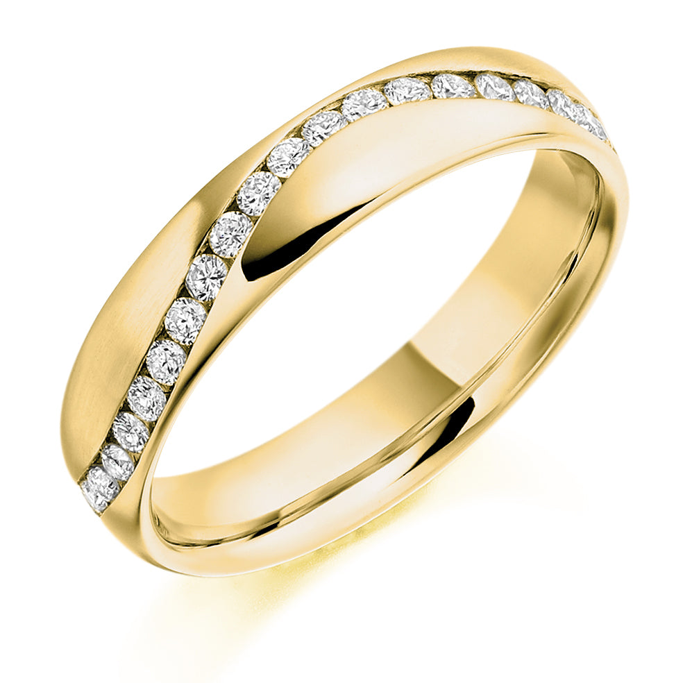 Offset Channel-Set Diamond Full Eternity Ring, 0.6ct in Yellow Gold
