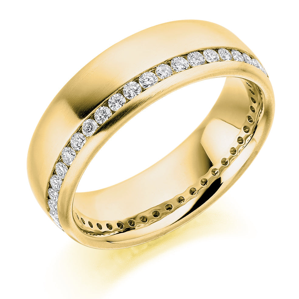 Offset Channel-Set Diamond Full Eternity Ring, 0.5ct in Yellow Gold