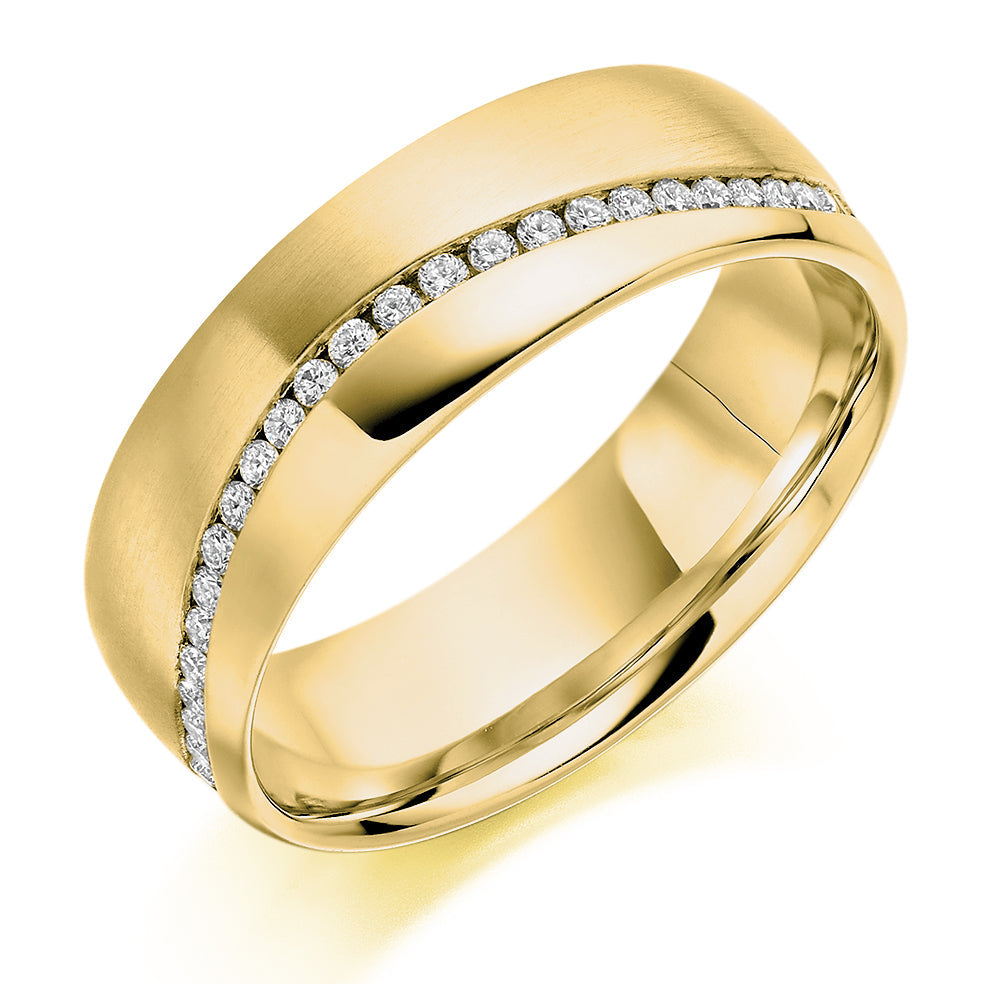 Offset Channel-Set Diamond Full Eternity Ring, 0.35ct in Yellow Gold