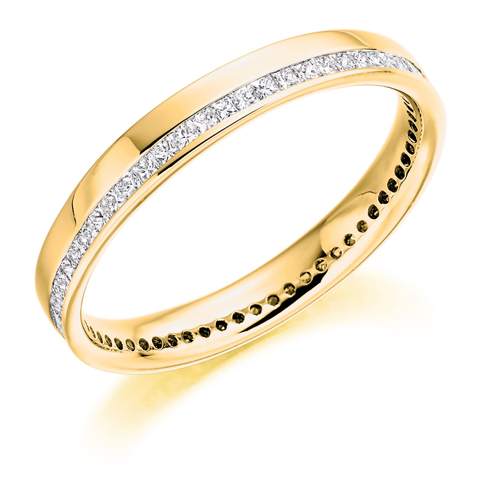 Offset Channel-Set Diamond Full Eternity Ring B, 0.4ct in Yellow Gold