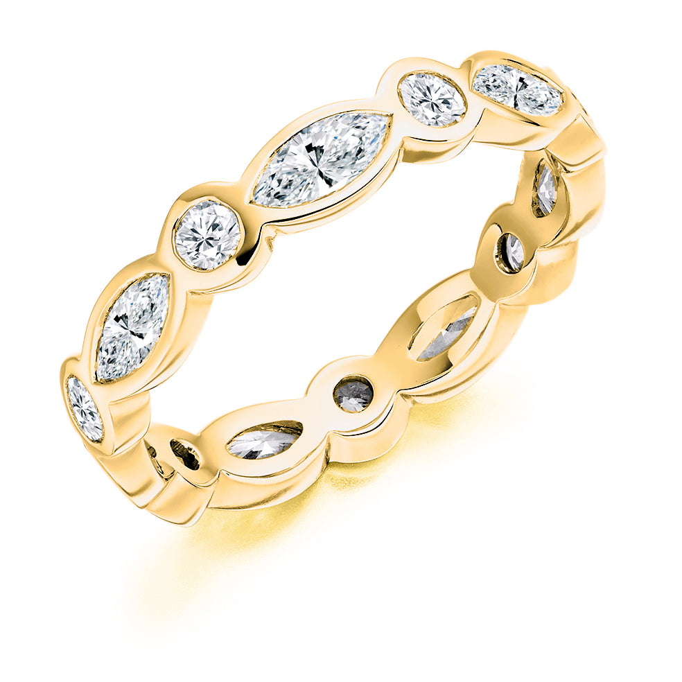 Rubover Diamond Full Eternity Ring, 1.6ct in Yellow Gold