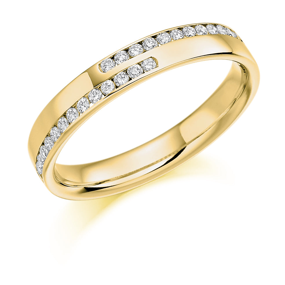 Offset Channel-Set Diamond Full Eternity Ring with Right-Hand, 0.5ct in Yellow Gold