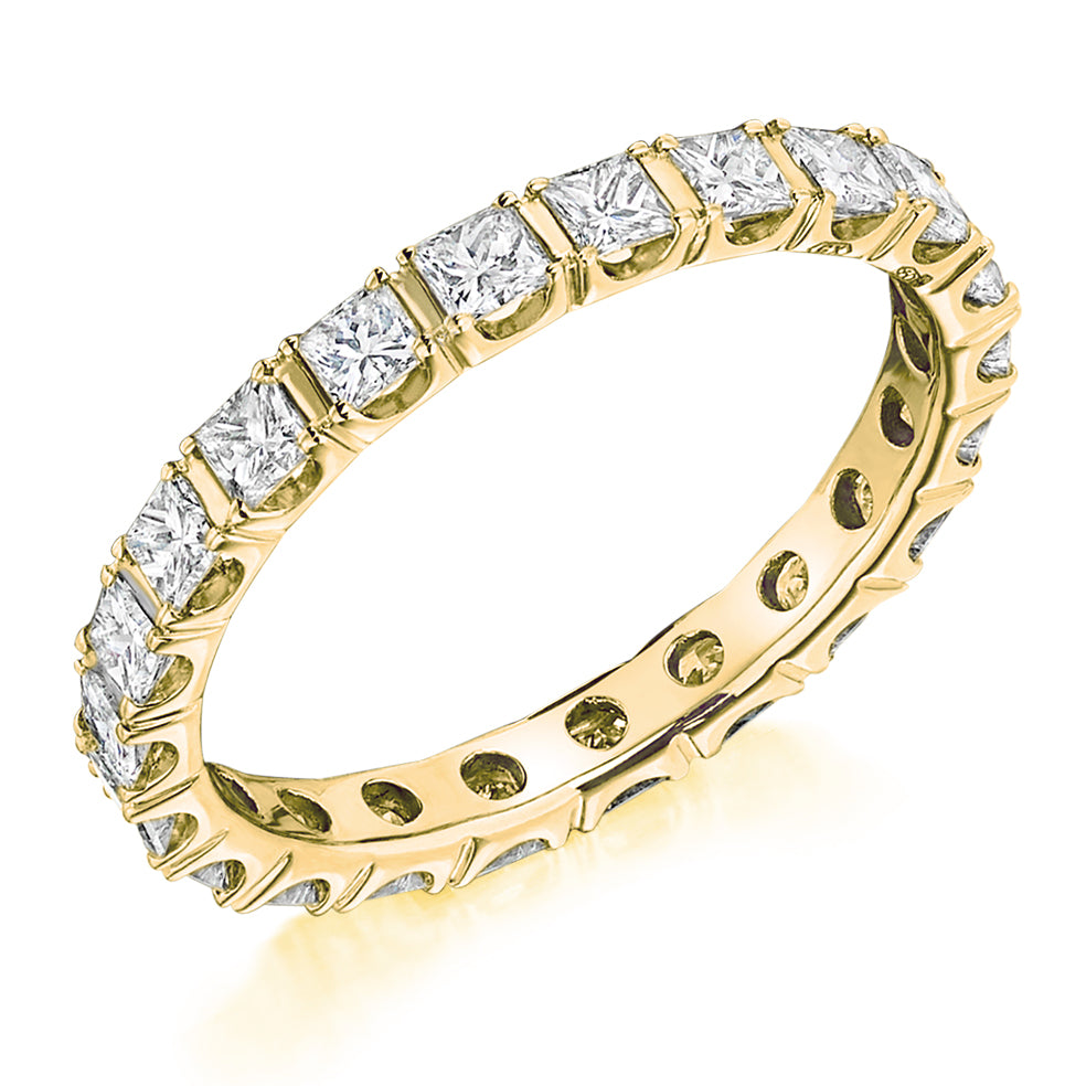 Claw-Set Diamond Full Eternity Ring C, 1.5ct in Yellow Gold