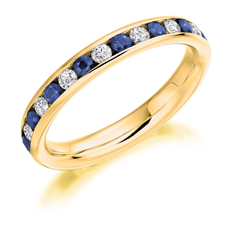 Sapphire & Diamond Full Eternity Ring, 0.55ct in Yellow Gold