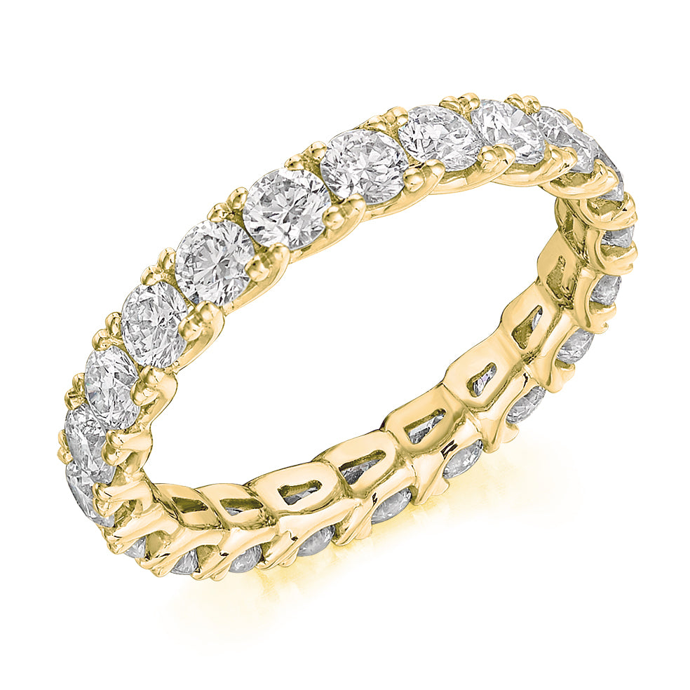 Claw-Set Diamond Full Eternity Ring F, 2.0ct in Yellow Gold