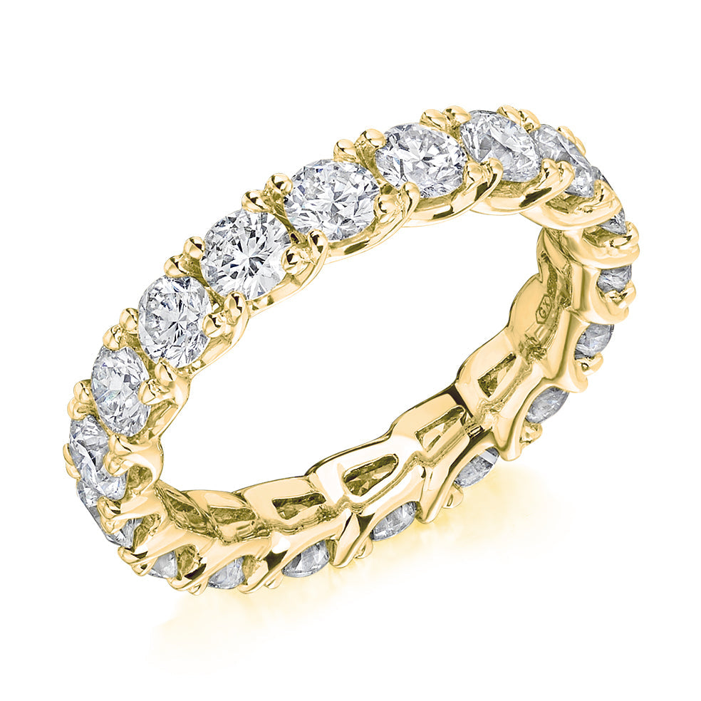 Claw-Set Diamond Full Eternity Ring G, 3.0ct in Yellow Gold