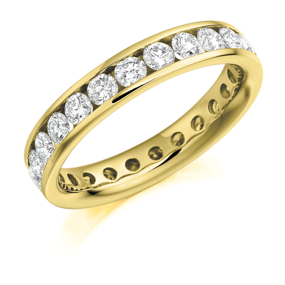 Channel-Set Diamond Full Eternity Ring with Right-Hand, 2.0ct in Yellow Gold