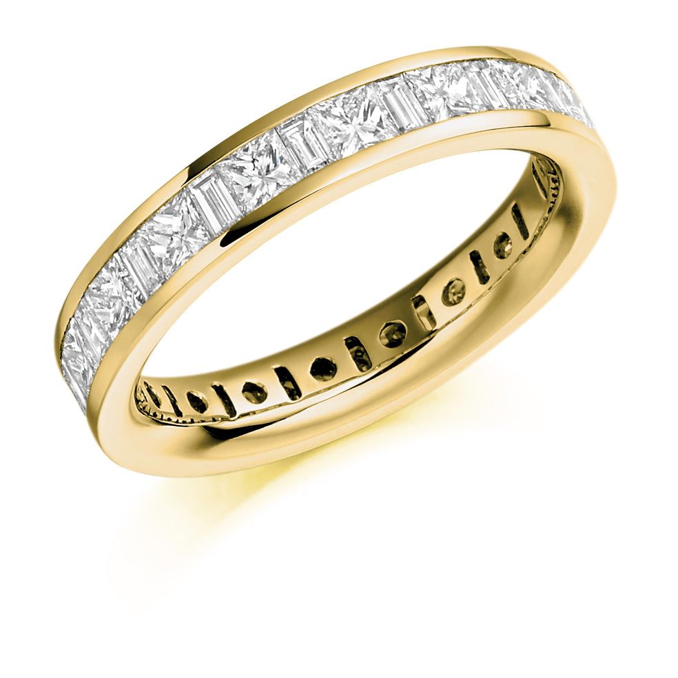Channel-Set Diamond Full Eternity Ring with Right-Hand, 3.0ct in Yellow Gold
