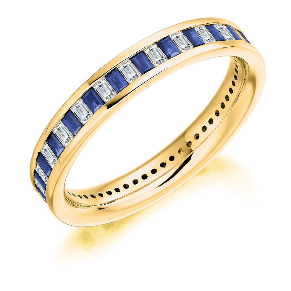 Sapphire & Diamond Full Eternity Ring, 0.48ct in Yellow Gold