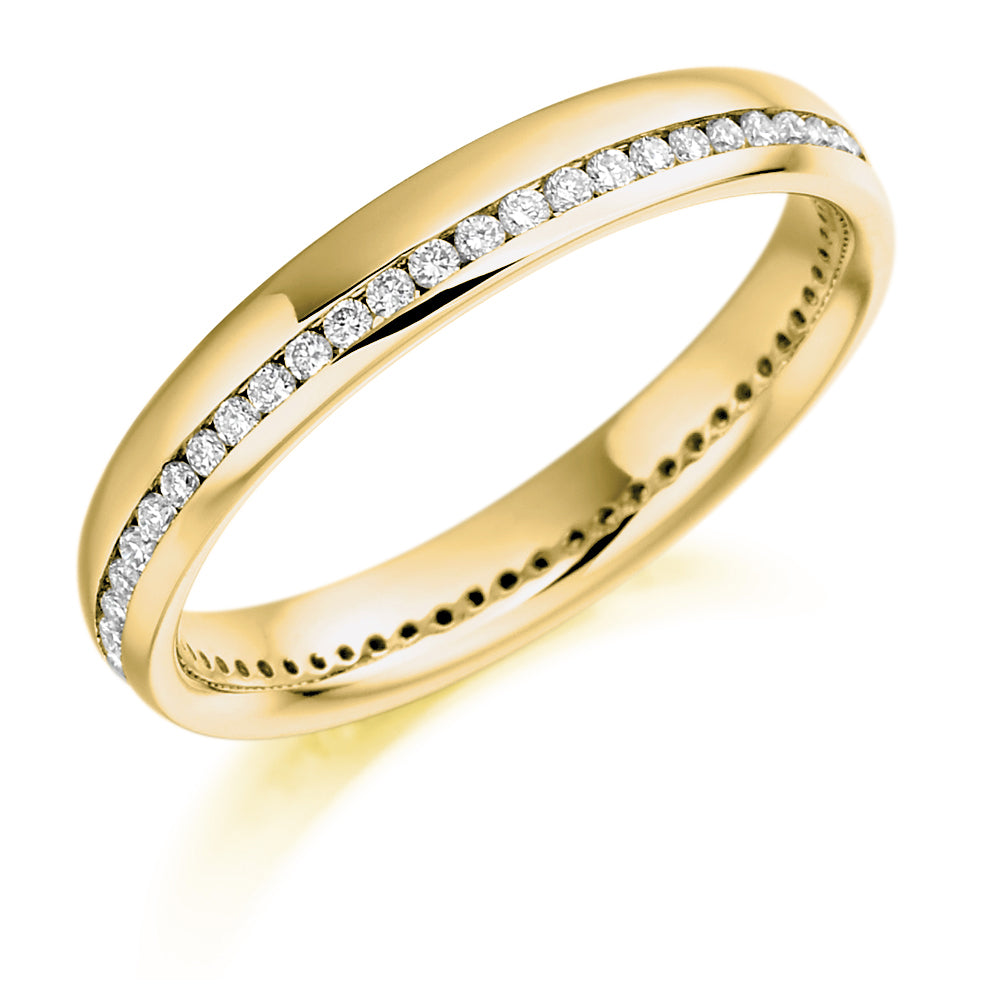 Offset Channel-Set Diamond Full Eternity Ring, 0.31ct in Yellow Gold